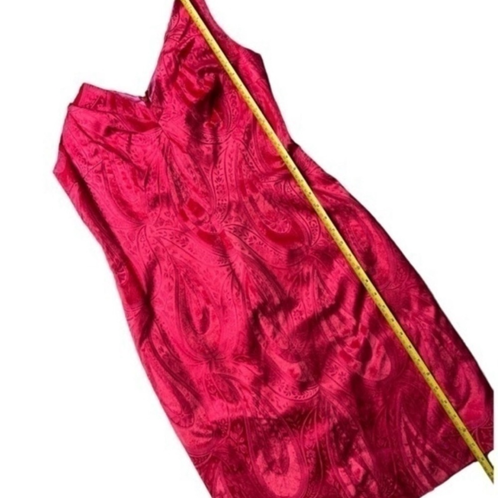 Barbara Tfank Brocade Cocktail Dress Red - Sleeveless Back Zip - Picture 14 of 14